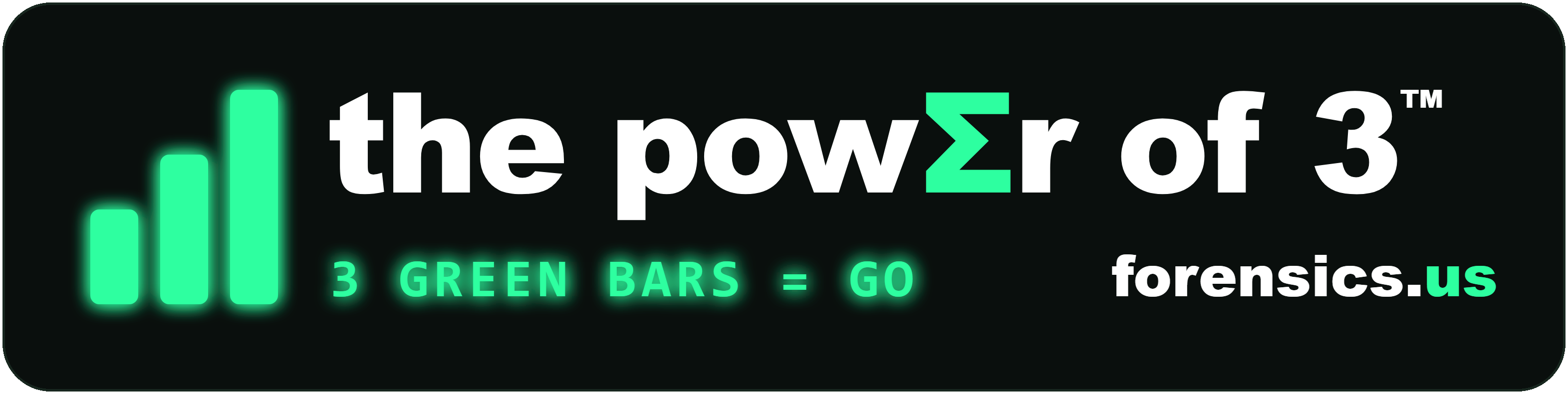 The Power of 3™ — 3 green bars = GO · forensics.us